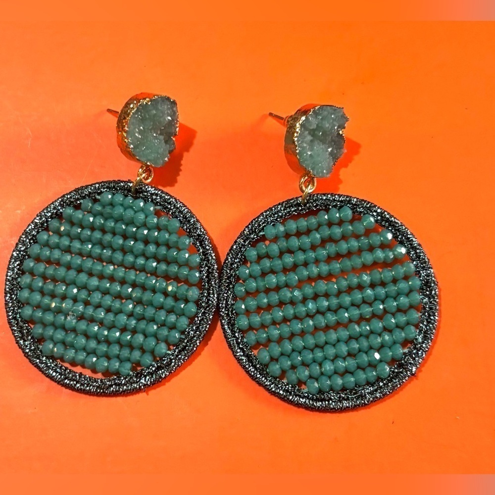 Fashion jewelry stainless steel boho beaded teardrop earrings